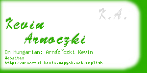 kevin arnoczki business card